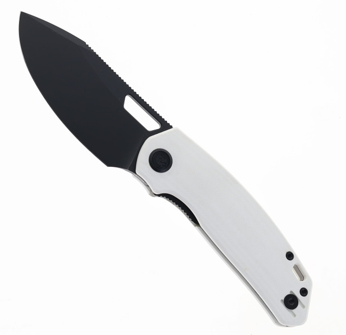 Divo Knives Growler V2 Pocket Knife White G10 Handle Blackwashed 154CM Plain Edge Divo Knives Growler V2 Pocket Knife White G10 Handle Blackwashed 154CM Plain Edge