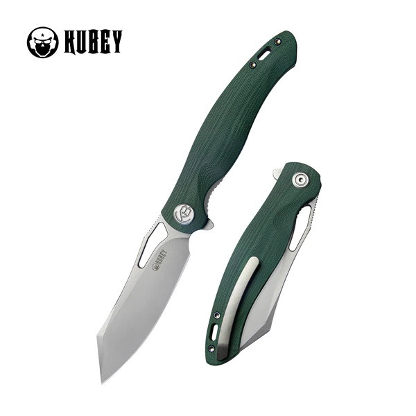 Kubey Drake Liner Lock Folding Knife Green G10 Handle AUS-10 Tanto