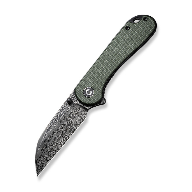 Civivi Elementum Folding Knife Green Canvas Micarta Handle Damascus ...