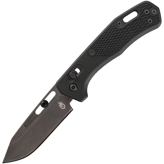 Gerber Gator Lock Back Pocket Knife Black Kraton Handle Plain Edge G6064