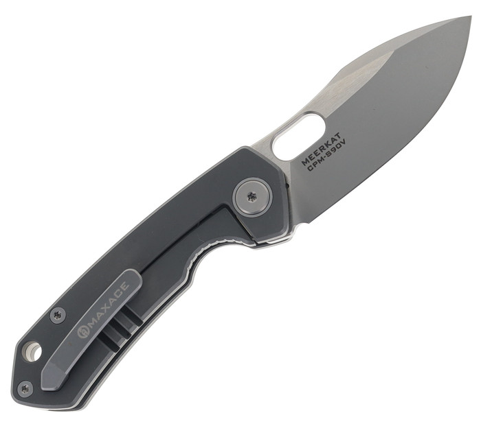 Maxace Meerkat Folding Knife Dark Grey Titanium Handle S90V Plain