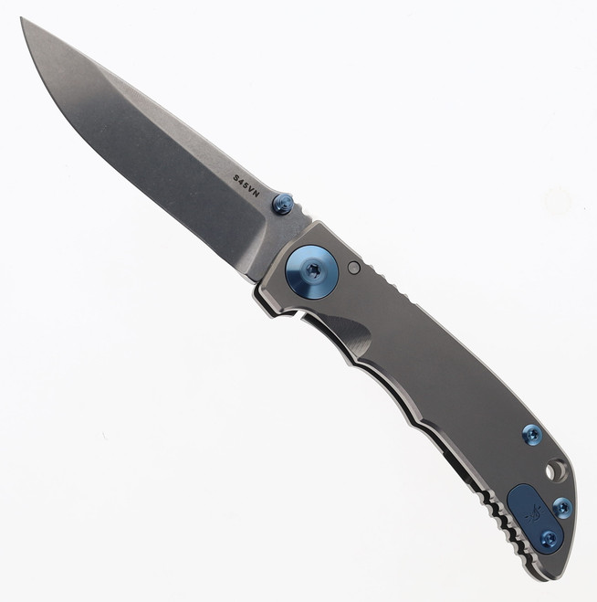 Spartan Harsey Folding Knife Titanium/Blue Hardware Handle S45VN Drop Point Plain Edge SF10SWBL