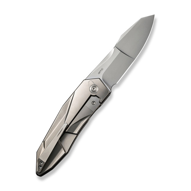 WE Solid Folding Knife Polished Bead Blast Titanium Handle 20CV