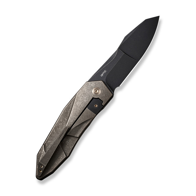 WE Solid Folding Knife Polished Bronze Titanium Handle 20CV Plain