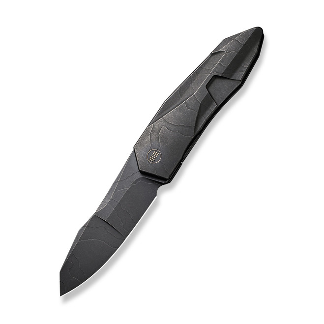 WE Solid Folding Knife Etched Black Stonewash Titanium Handle 20CV Plain Edge Etched Black Stonewash Finish WE22028-5 WE Solid Folding Knife Etched Black Stonewash Titanium Handle 20CV Plain Edge Etched Black Stonewash Finish WE22028-5