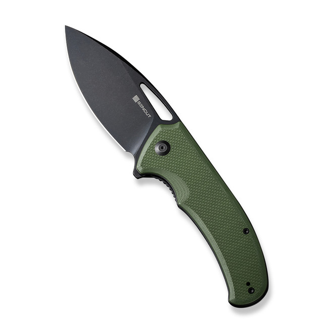 Sencut Phantara Folding Knife OD Green G10 Handle 9Cr18MoV Drop Point Plain Black Blade S23014-3