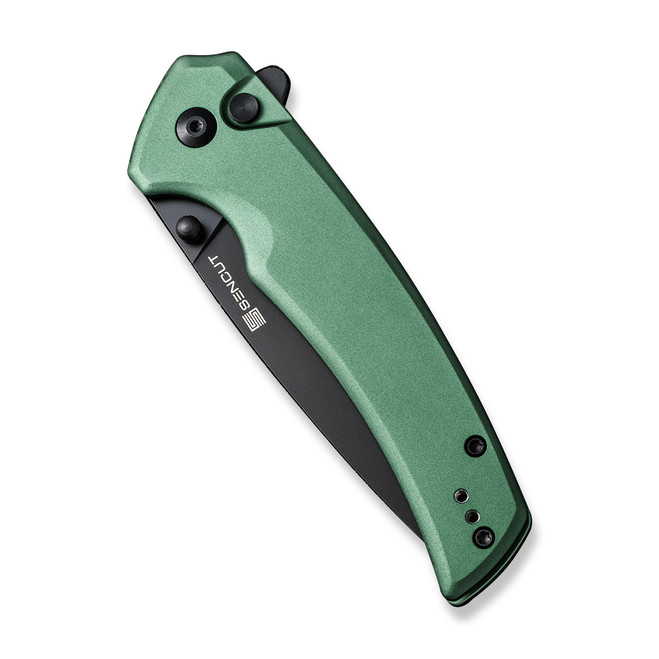 Sencut Button Lock Serene Folding Knife Green Aluminum Handle D2