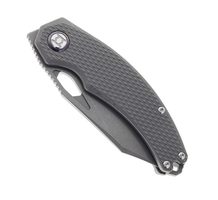 Kunwu Knives Padre Stonewashed Titanium Handle Pocket Knife Vanax Steel