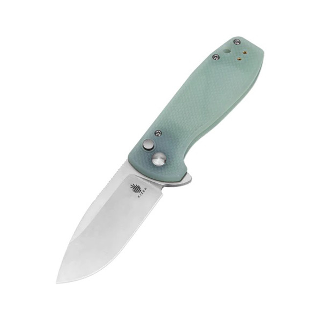 Kizer Amicus Folding Knife Jade G10 Handle 9Cr18MoV Drop Point Plain Edge Satin Finish L3002A2 Kizer Amicus Folding Knife Jade G10 Handle 9Cr18MoV Drop Point Plain Edge Satin Finish L3002A2