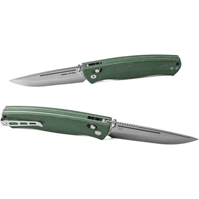 Real Steel Pathfinder Bushcraft Folding Knife Green Micarta