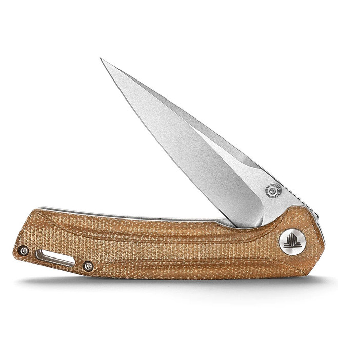 Trivisa Volans-04K Folding Knife Khaki Micarta Handle 154CM Plain