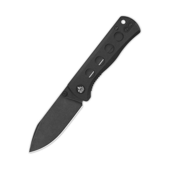 QSP Canary Liner Lock Folding Knife Black G10 Handle 14C28N Plain Black Blade QS150-A2