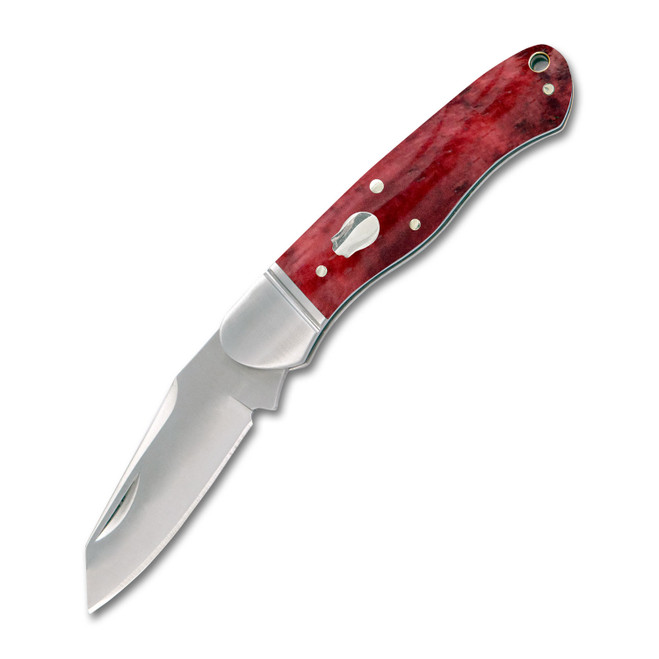 Rosecraft Ocoee River Kayak Folding Knife Red Apple Bone Handle D2