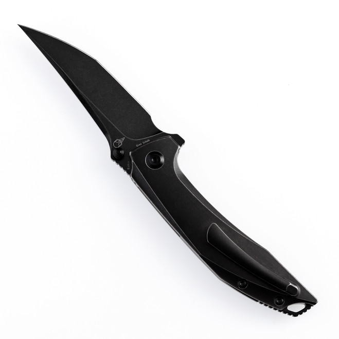 Kansept Baku Folding Knife Black Titanium Black/White Carbon Fiber