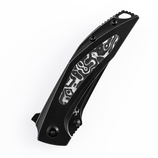 Kansept Baku Folding Knife Black Titanium Black/White Carbon Fiber