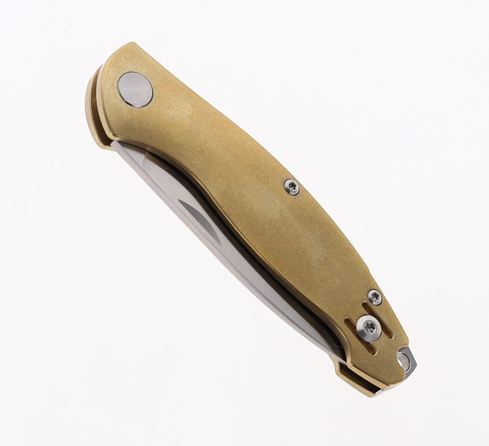 Giant Mouse Knives ACE Farley SlipJoint Folding Knife Brass Handle Elmax  Plain Edge Satin Finish