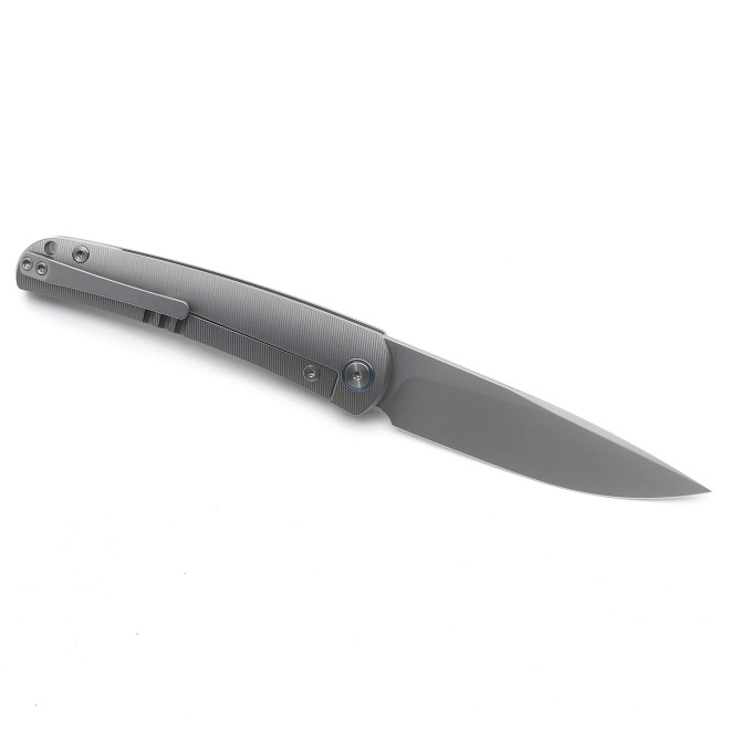 Miguron Akri Folding Knife Front Flipper Sandblasted Gray Titanium