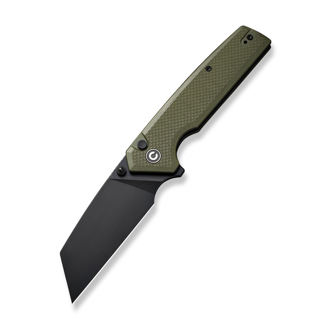 Discontinued Civivi Amirite Folding Knife OD Green Coarse G10 Handle Nitro-V Modified Wharncliffe Plain Edge Black Finish C23028-3