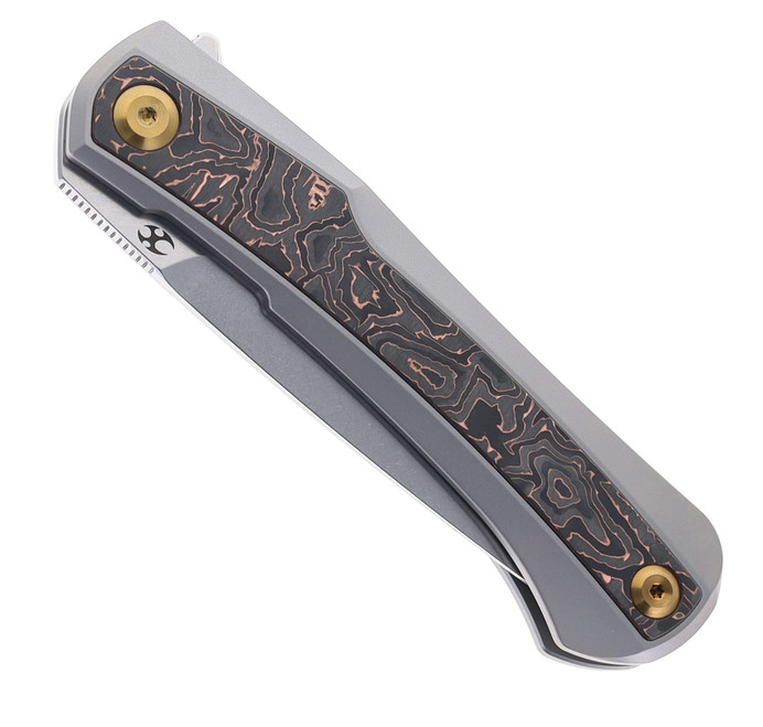 Kansept Kratos Folding Knife Titanium/Copper Carbon Fiber Inlay