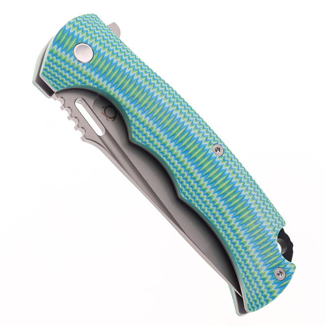 SixLeaf Folding Knife Blue/Green G10 Handle VG-10 Plain Edge 01