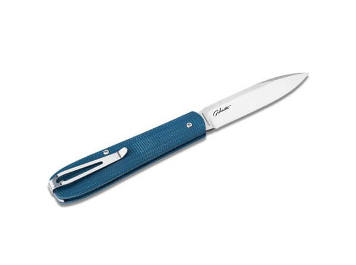 Boker Coffin Folding Knife Denim Micarta Handle Magnacut
