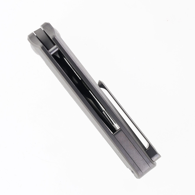 Two Sun Folding Knife Gray Titanium Handle M390 Plain Edge TS439