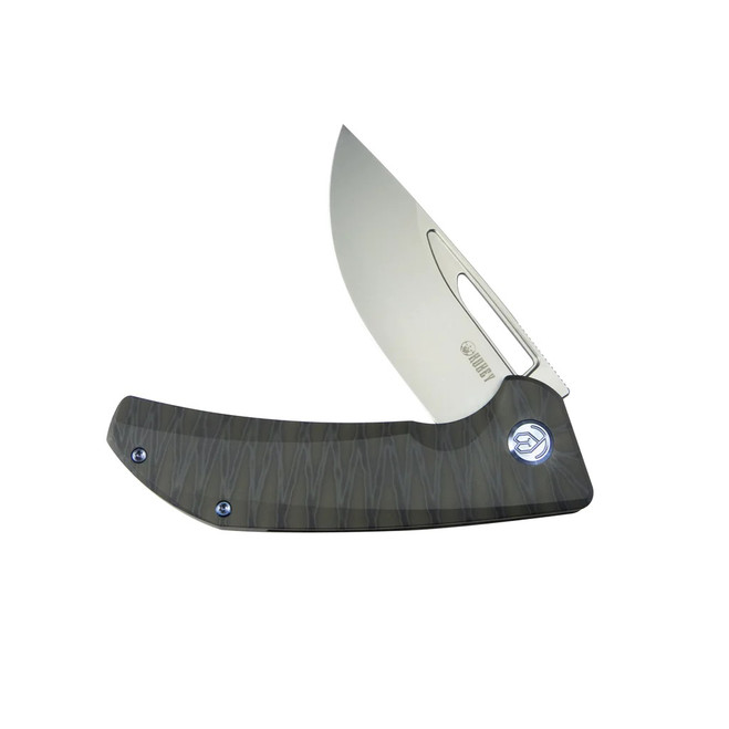Kubey Hyperion Frame Lock Folding Knife Flame Titanium Handle