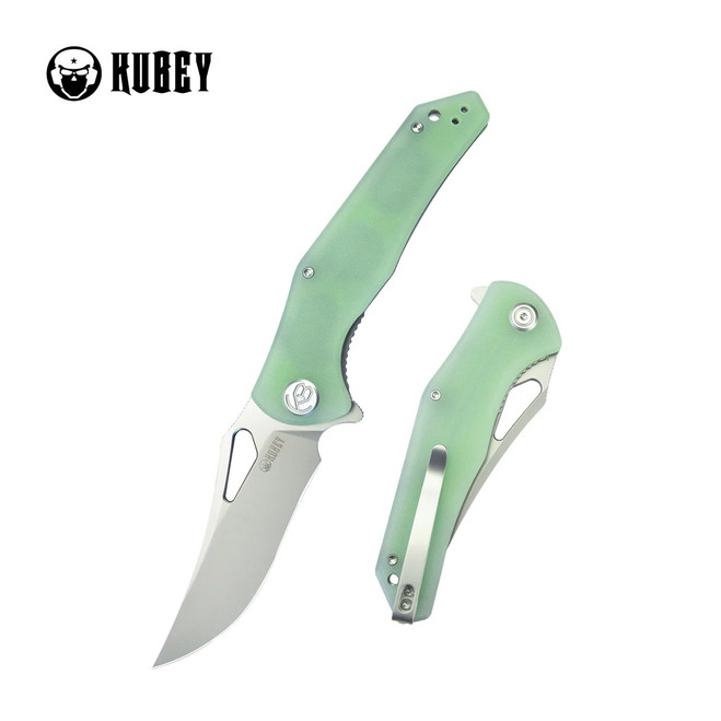 Kubey Phemius Liner Lock Folding Knife Jade G10 Handle 14C28N Clip Point Plain Edge Sandblast Finish KU149D Kubey Phemius Liner Lock Folding Knife Jade G10 Handle 14C28N Clip Point Plain Edge Sandblast Finish KU149D