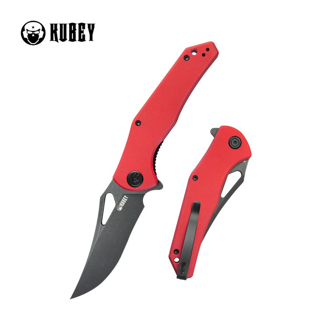 Kubey Phemius Liner Lock Folding Knife Red G10 Handle 14C28N Clip Point Plain Edge Blackwash Finish KU149F Kubey Phemius Liner Lock Folding Knife Red G10 Handle 14C28N Clip Point Plain Edge Blackwash Finish KU149F