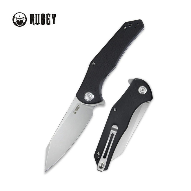 Kubey Flash Liner Lock Folding Knife Black G10 Handle AUS-10 Plain Edge Beadblast Finish KU158E