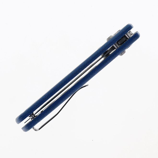 Vosteed Raccoon Crossbar Lock Folding Knife Blue Micarta Handle