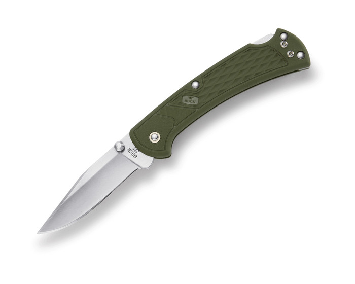 Buck 112 Slim Select Folding Knife OD Green Nylon Handle 420HC Modified Clip Plain Edge 112ODS2