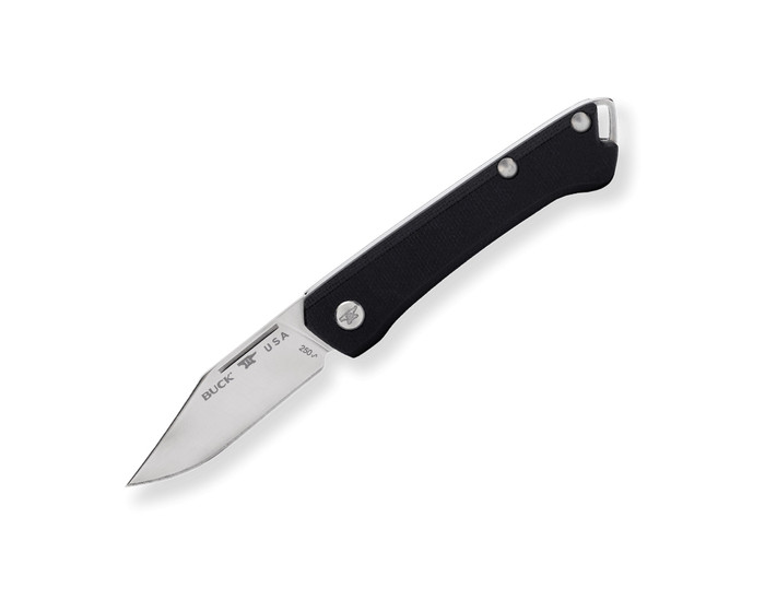 Buck 250 Saunter Folding Knife Black Micarta Handle 154CM Clip Plain 250BKS1
