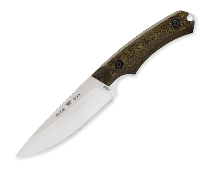 Buck 663 Alpha Guide Fixed Blade Knife Machine Textured Richlite Handle S35VN Drop Point Plain Edge 663BRS