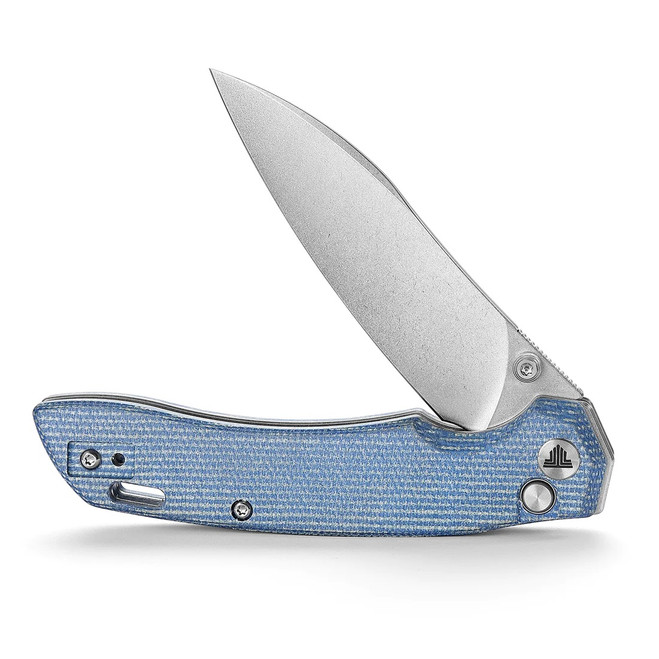 Trivisa Aur-04L Folding Knife Blue Micarta Handle 14C28N