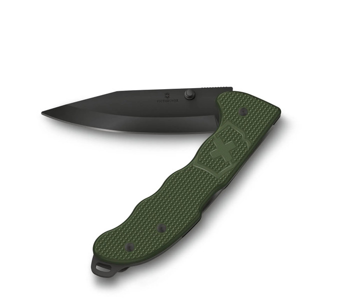 Victorinox Evoke BSH Folding Knife Olive Green Alox Handle Clip Point Plain Black Blade 0.9425.DS24