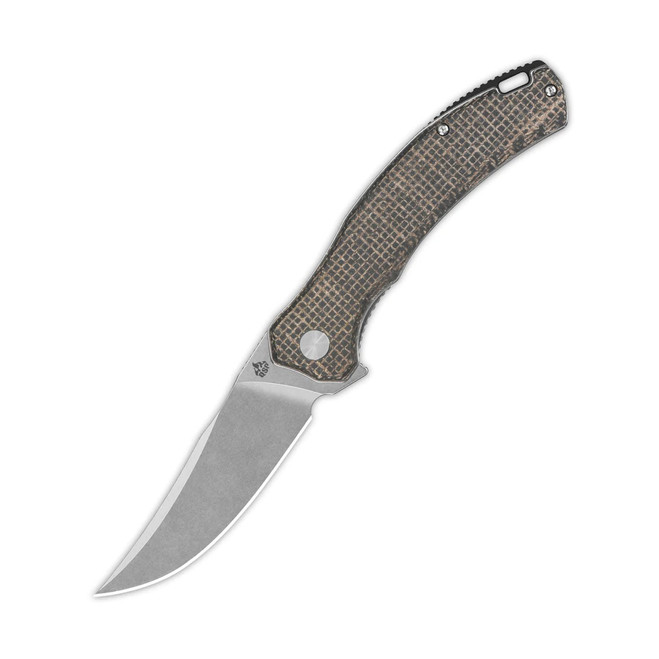 QSP Walrus Liner Lock Folding Knife Dark Brown Rough Micarta Handle D2 Plain Edge QS151-B1