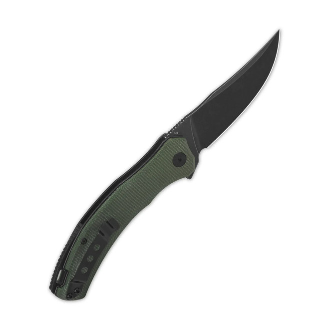 QSP Walrus Liner Lock Folding Knife Green Micarta Handle D2 Plain