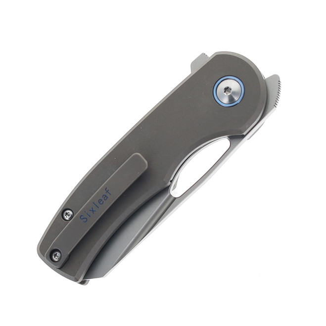 SixLeaf Folding Knife Sand Gray Sandwashed Titanium Handle