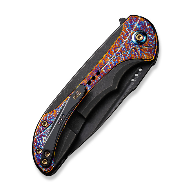 WE Equivik Folding Knife Black Flamed Titanium Handle 20CV Drop