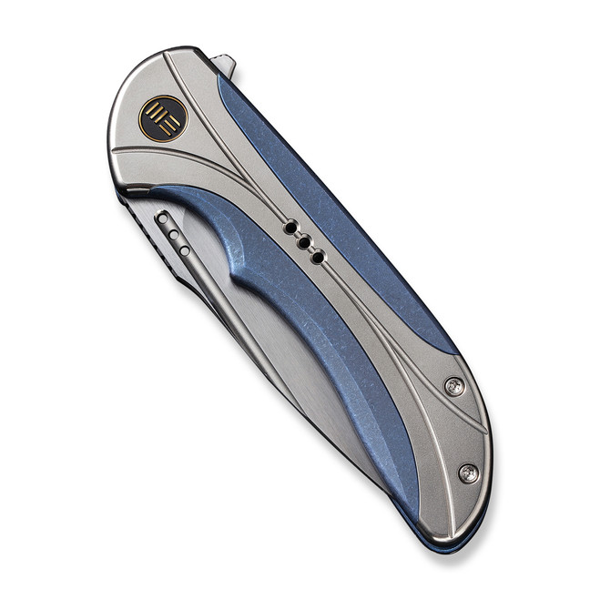 We Knife Company Equivik Nested Frame Lock Flipper Knife 3.48 CPM-20CV  Hand Rubbed Satin Drop Point Blade, Blue Titanium Handles with Polished  Bead Blasted Titanium Scales - KnifeCenter - WE23020-3