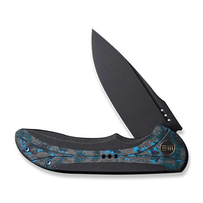 We Knife Company Equivik Nested Frame Lock Flipper Knife 3.48 CPM-20CV  Black Stonewashed Drop Point Blade, Black Titanium Handles with Arctic  Storm FatCarbon Scales - KnifeCenter - WE23020-4