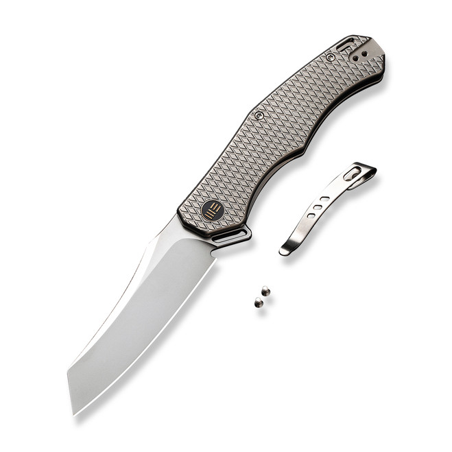 WE RekkeR Folding Knife Polished Bead Blast Titanium Handle 20CV