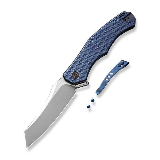 WE RekkeR Folding Knife Blue Titanium Handle 20CV Reverse Tanto