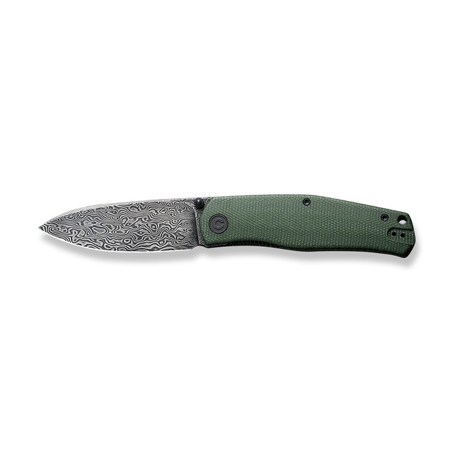 Civivi Sokoke Folding Knife Green Canvas Micarta Handle Damascus