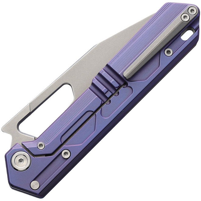 NOC Framelock Folding Knife Purple Titanium Handle VG-10 Plain