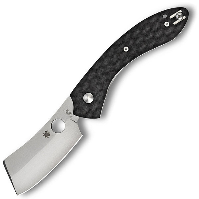 Spyderco Roc Cleaver Folding EDC Pocket Blade Knife Black Handle Plain Edge C177GP