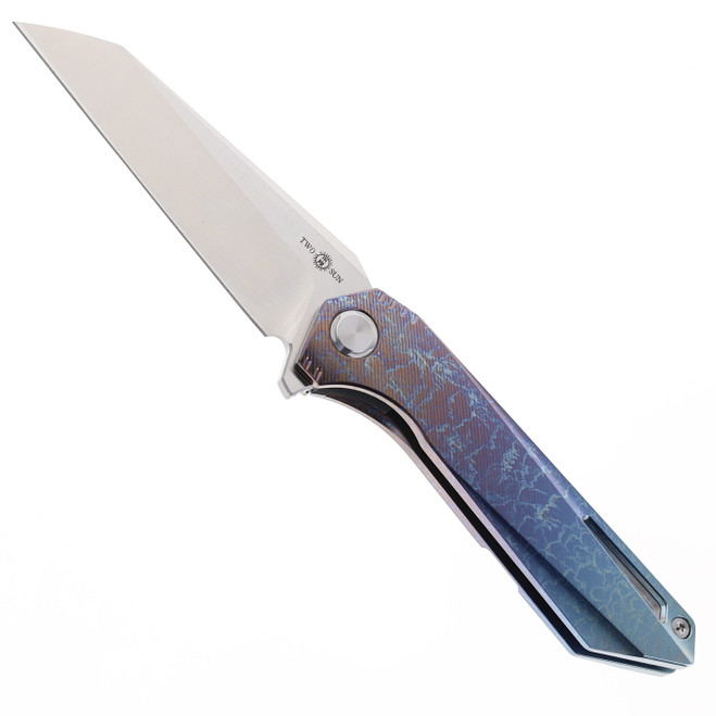 Two Sun Folding Knife Color Titanium Handle M390 Plain Edge TS298-M390-Color