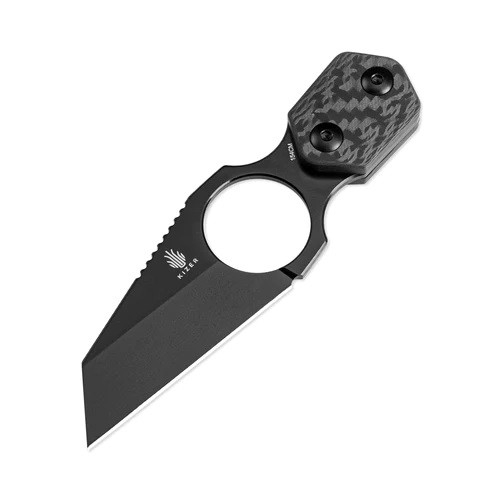 Kizer Variable Fixed Blade Knife Black Carbon Fiber Handle 154CM Wharncliffe Plain Black Blade 1052A2