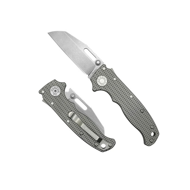 Demko Knives AD20.5 Folding Knife Textured Titanium Handle 20CV Shark Foot Plain Edge